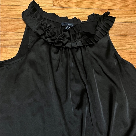 Tommy Hilfiger Black Ruffle Neck Blouse - Picture 1 of 4